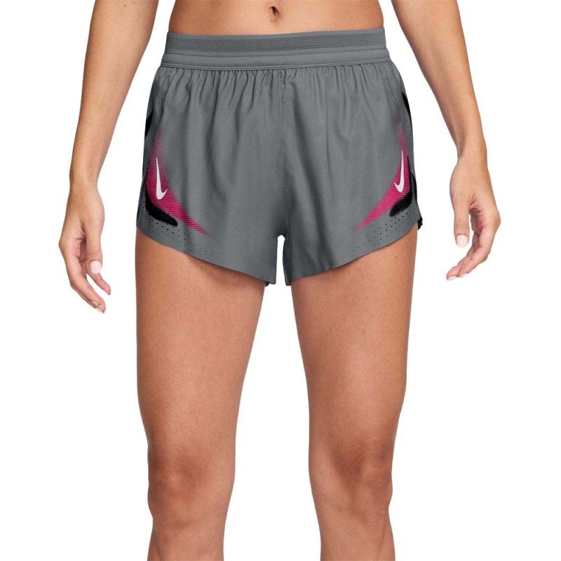 Nike Pantaloncini Running Aeroswift Gx 3" Grigio Rosa Donna
