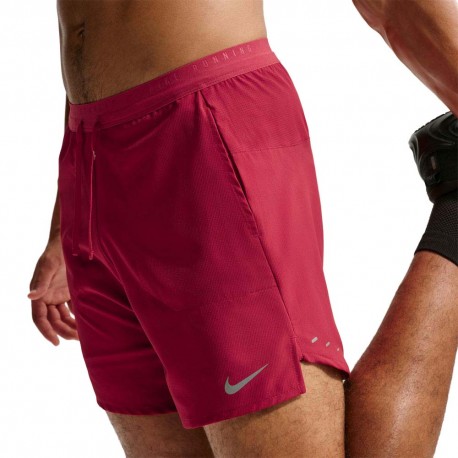 Nike Pantaloncini Running Stride 5" Bf Rosso Argento Uomo