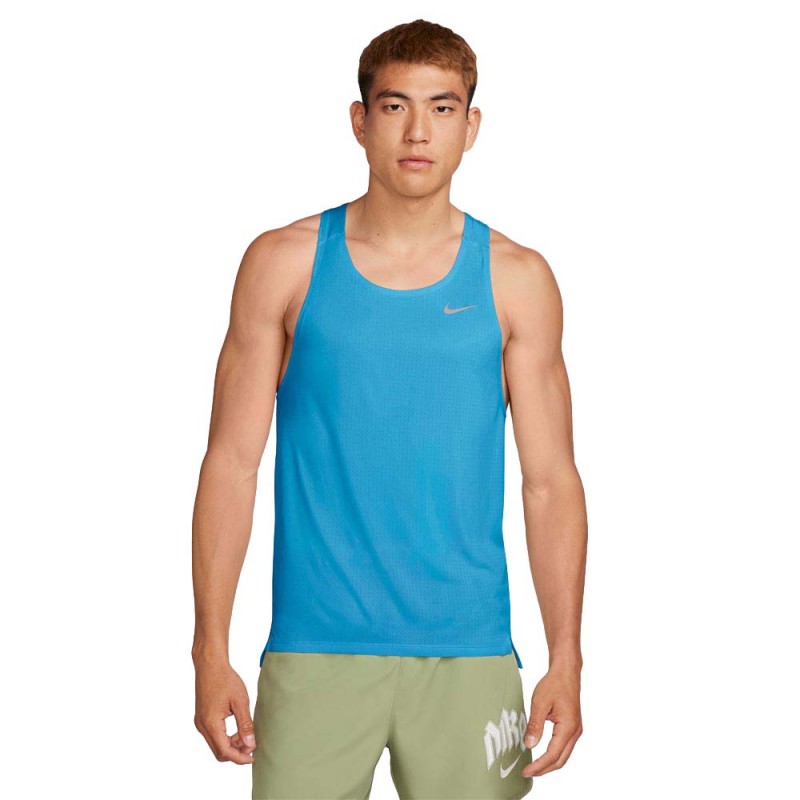Nike Canotta Running Df Fast Lt Current Blu Argento Uomo