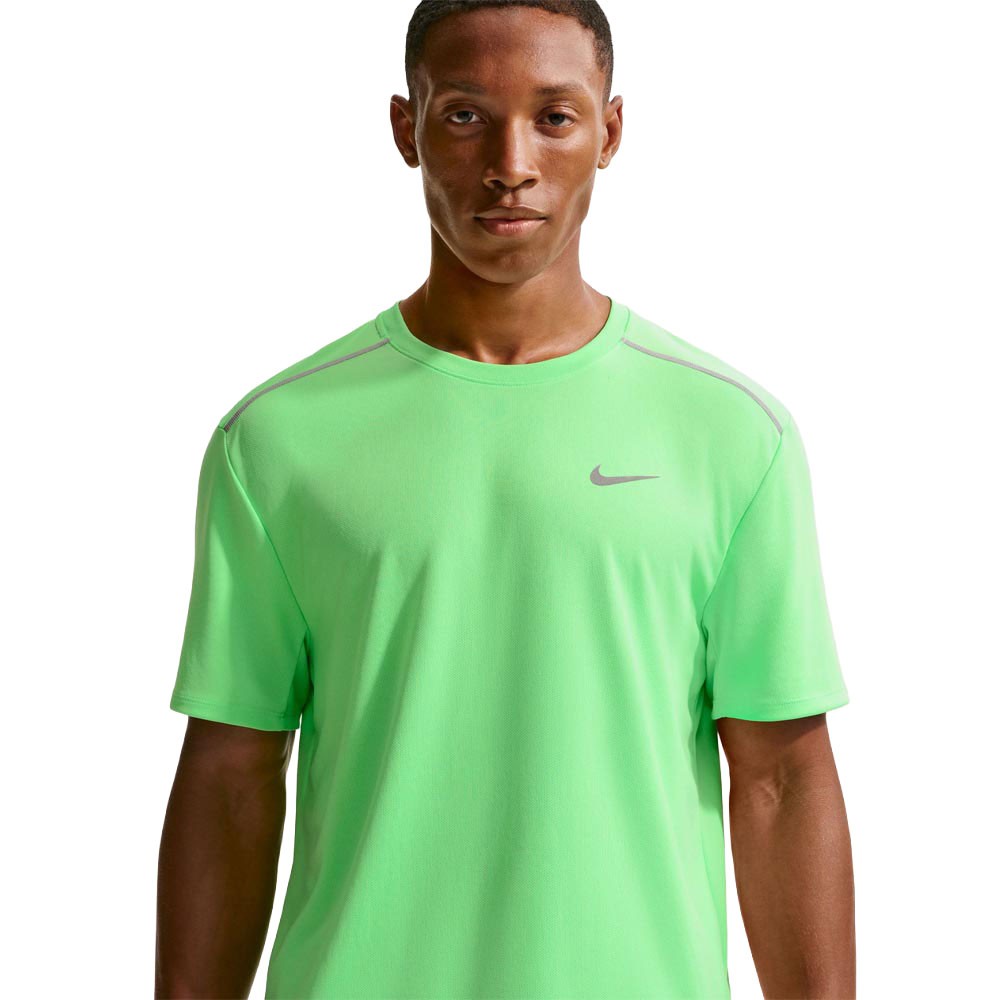 Nike T-shirt Running Miler Illusion Verde Argento Uomo
