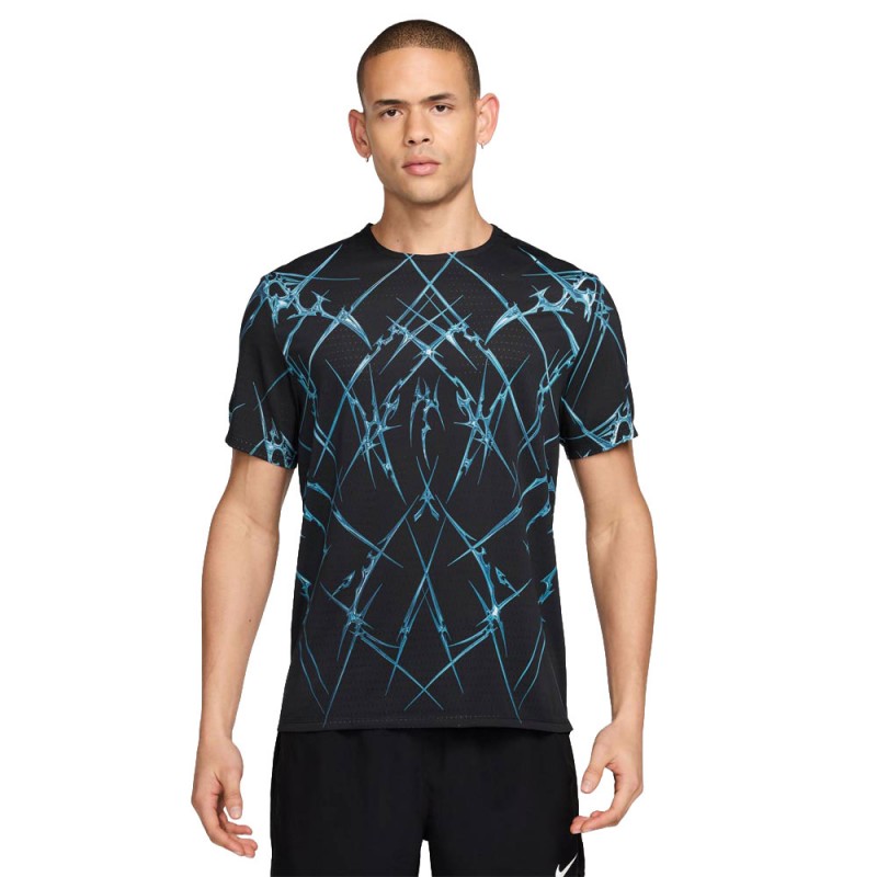 Nike Maglia Running Areo-Fit Adv Aop Nero Bianco Uomo