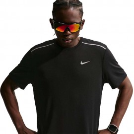 Nike T-shirt Running Miler Nero Argento Uomo