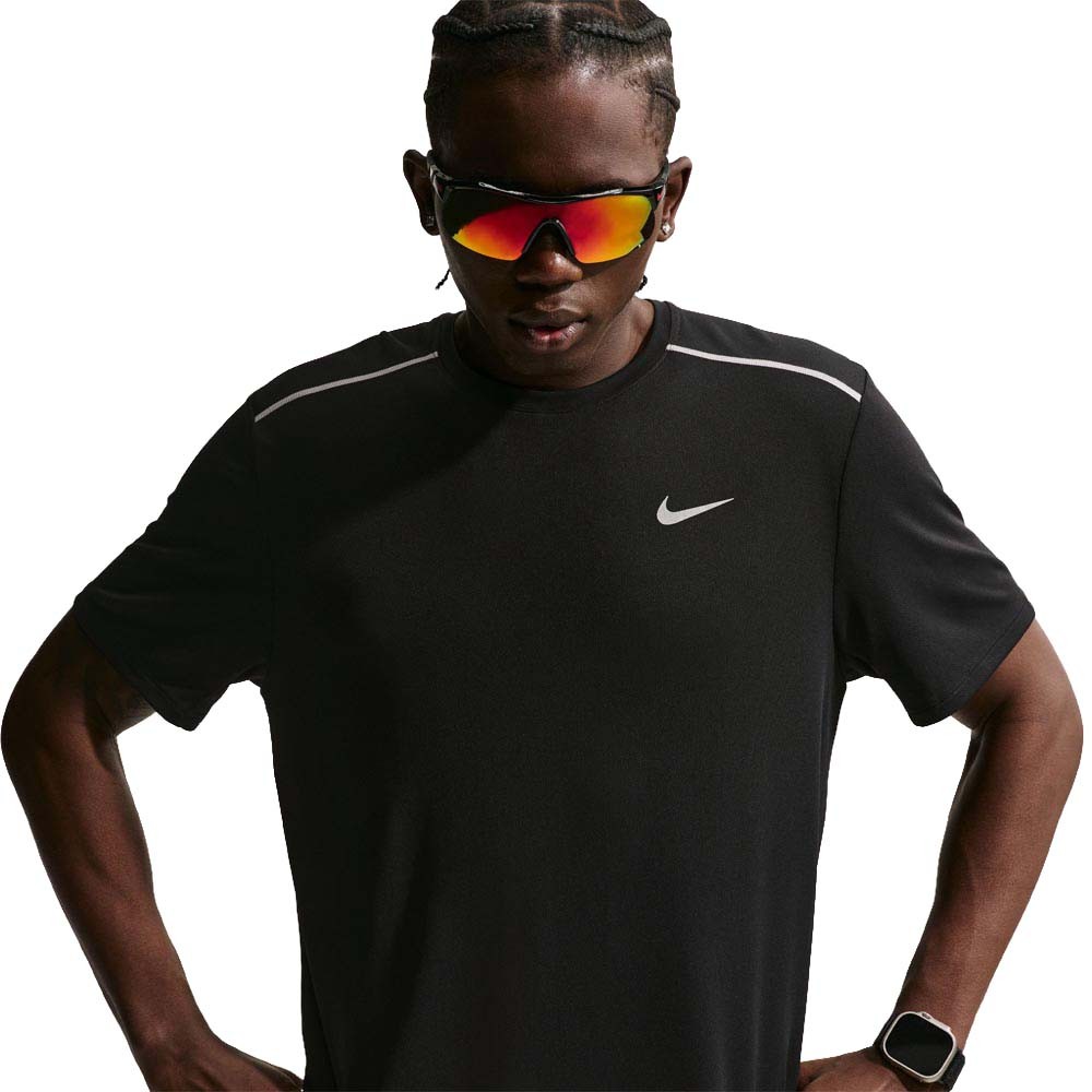 Nike T-shirt Running Miler Nero Argento Uomo