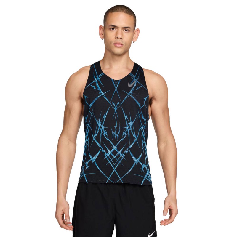 Nike Canotta Areoswift Aop Nero Bianco Uomo