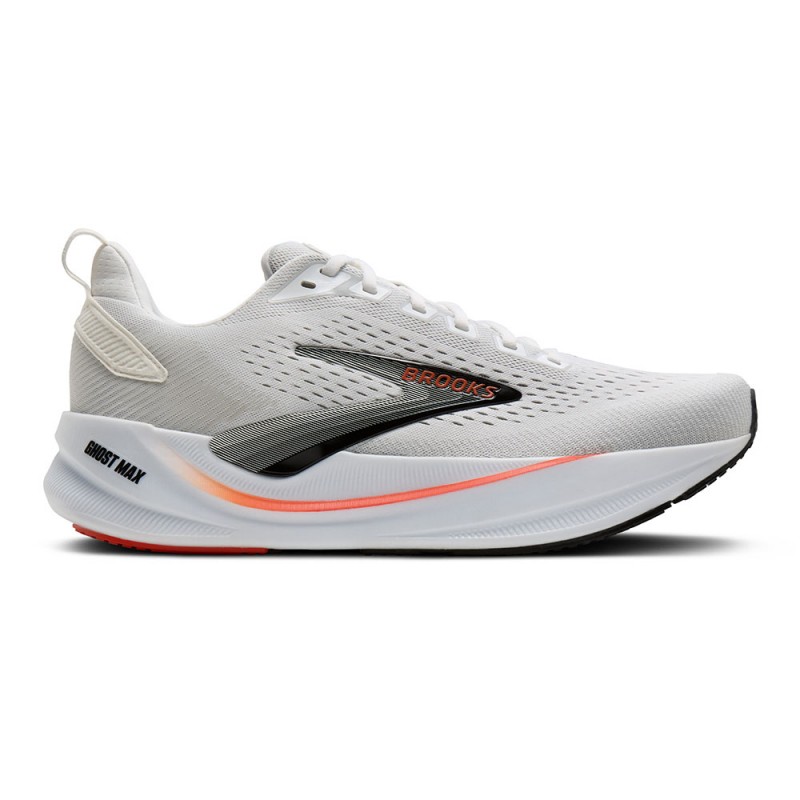 Brooks Ghost Max 4 Bianco Nero Rosso - Scarpe Running Uomo