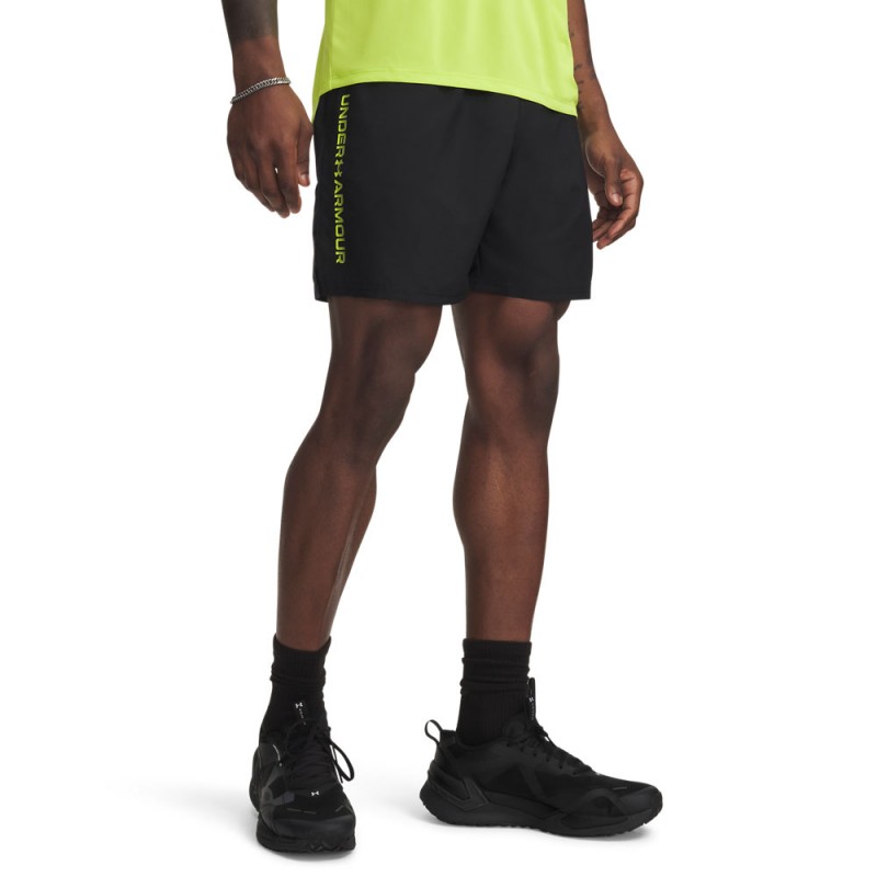 Under Armour Shorts Sportivi Woven Wordmark Nero Lime Uomo