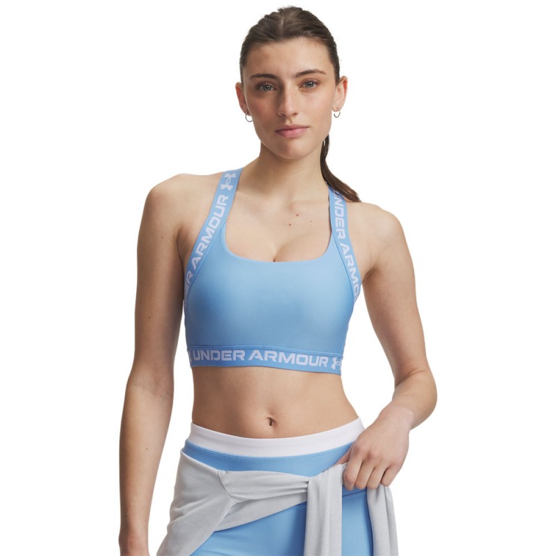 Under Armour Reggiseno Sportivo Mid Support Heat Gear Azzurro Donna