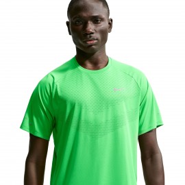 Nike Stride T-shirt Running Verde Spark Argento Uomo