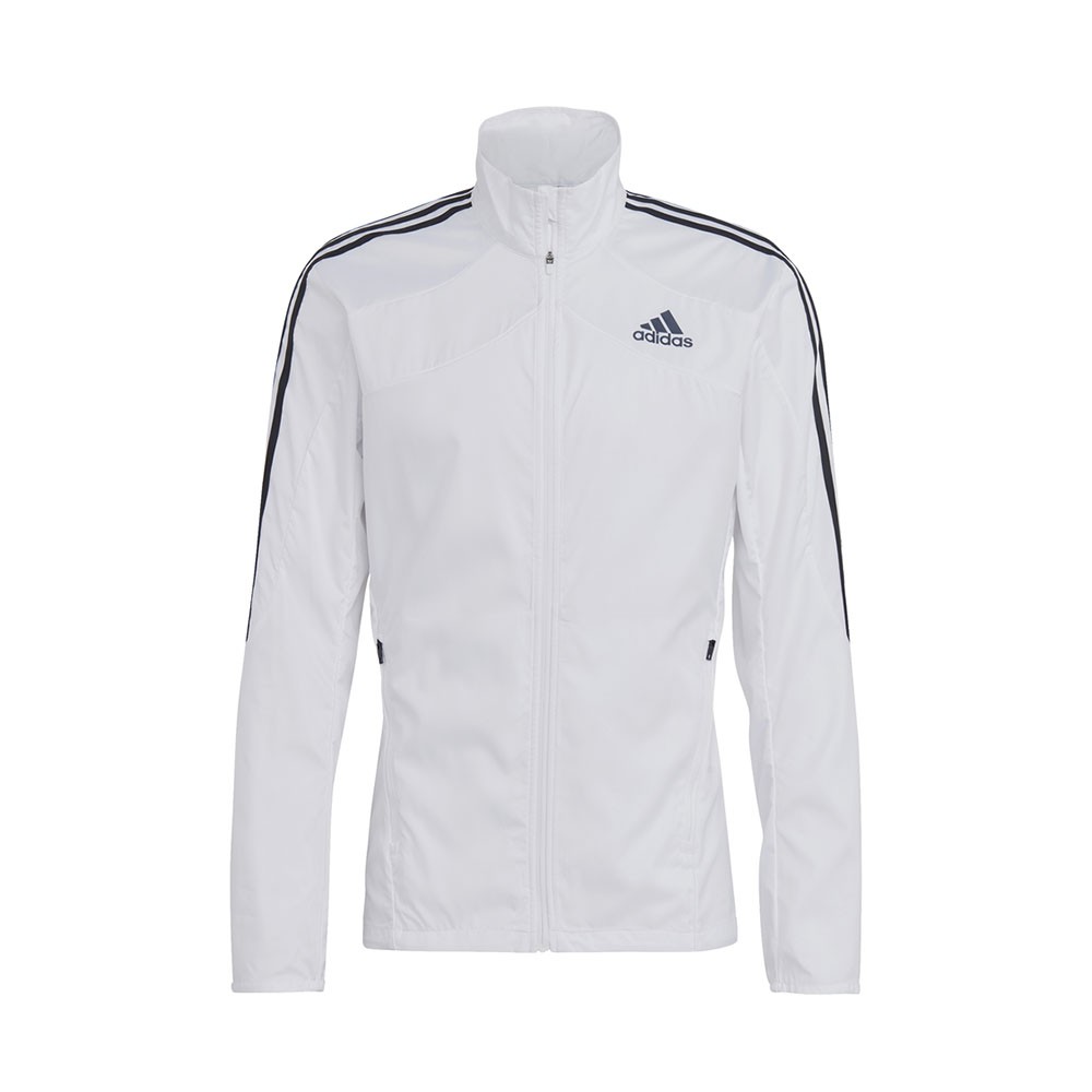 Adidas Giacca Running Marathon 3 Stripe Bianco Nero Uomo