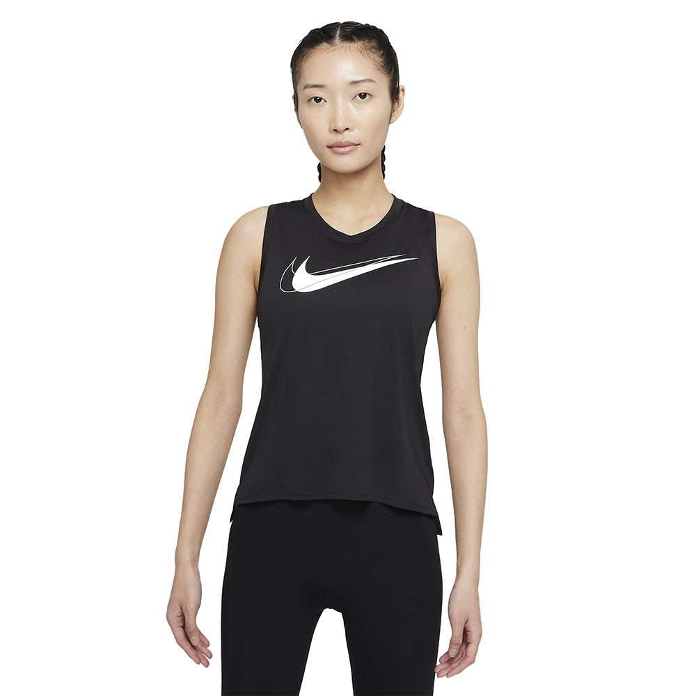 Nike Canotta Running Swoosh Nero Reflective Argento Donna