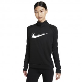 Nike Felpa Running Hzip Swoosh Nero Bianco Donna