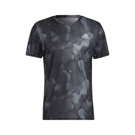ADIDAS Maglia Running Fast Gfx Nero Grigio Uomo